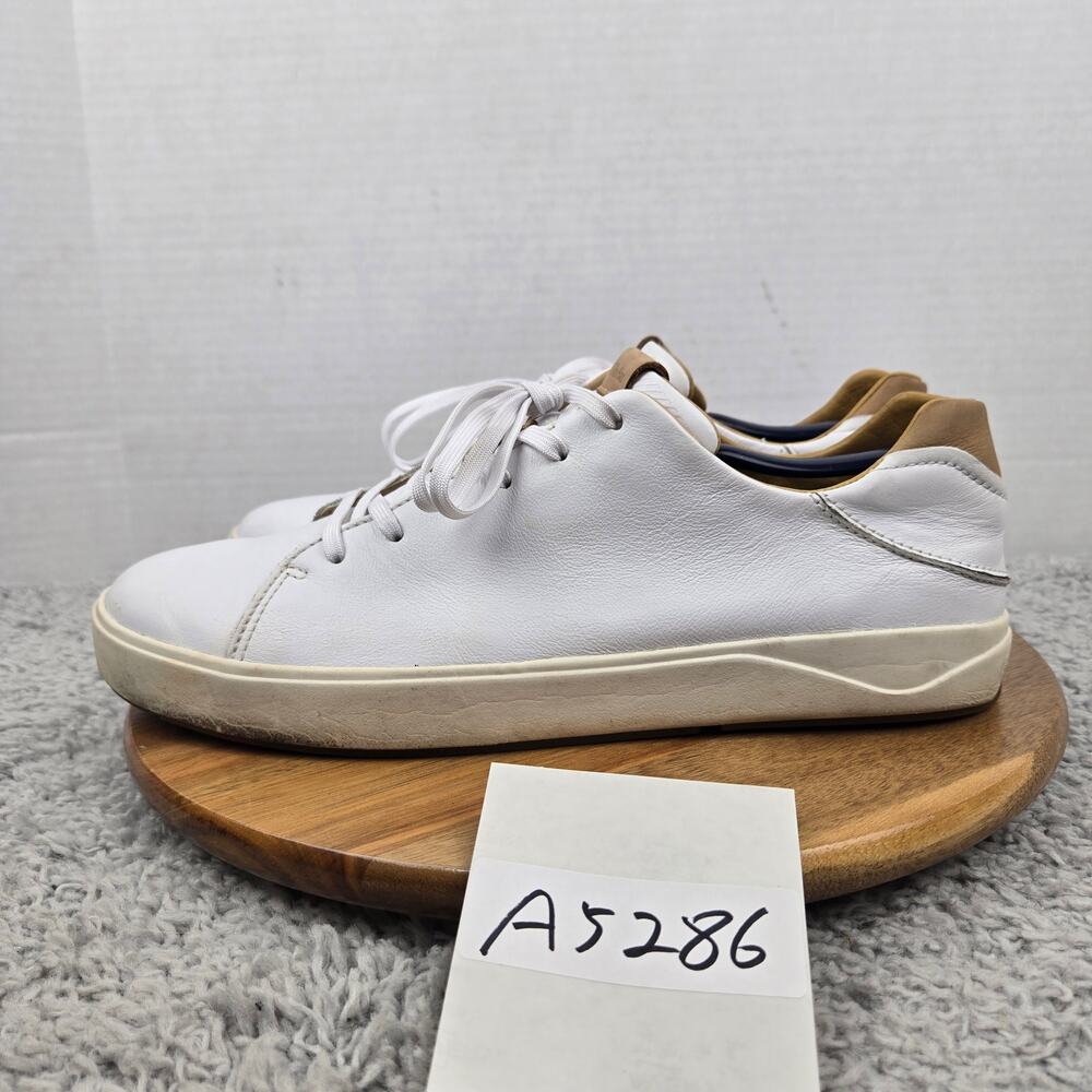 Olukai Mens 12 Lae'Ahi Li 'Ili Bright White Leather Casual Comfort Daily Sneaker